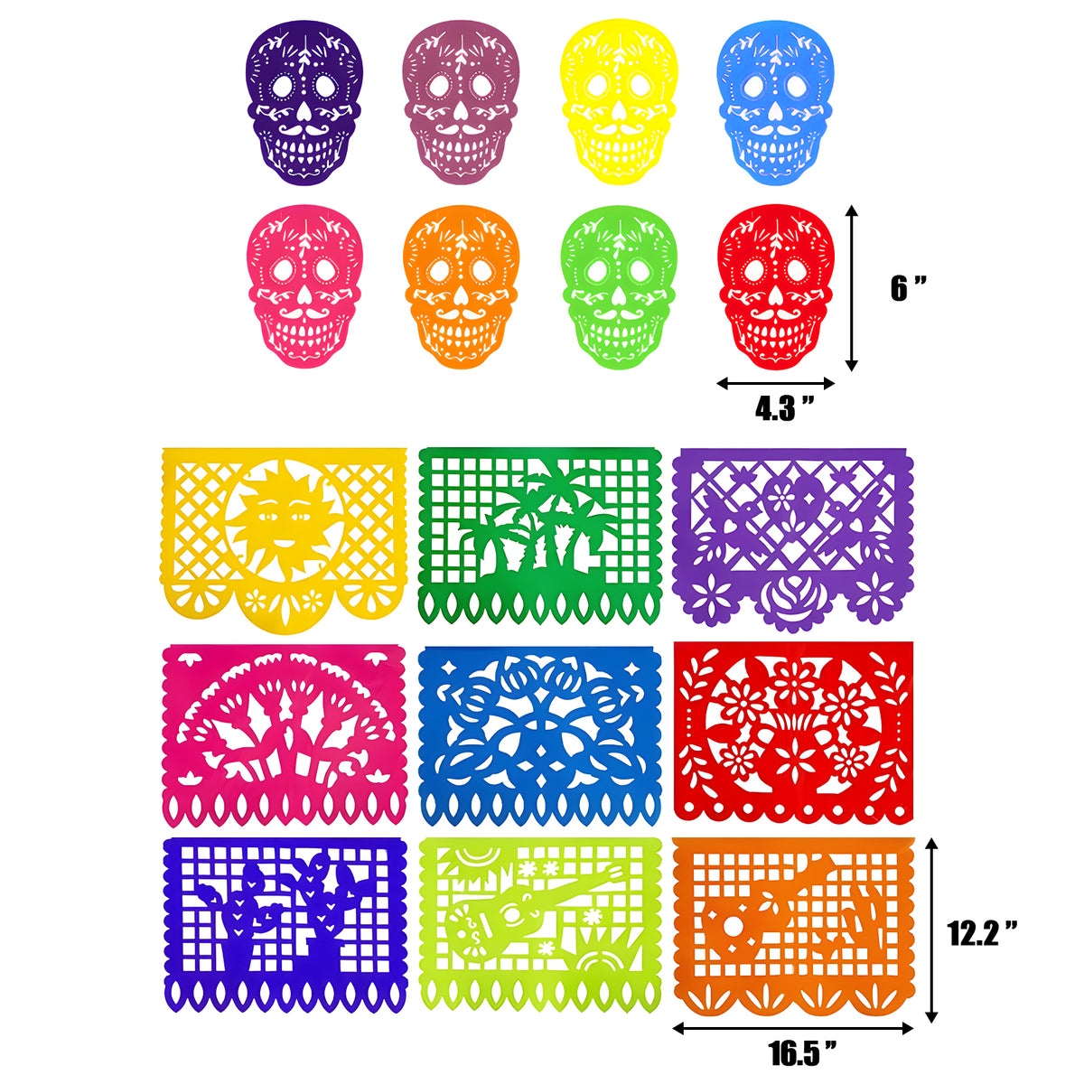 Dia De Los Muertos Decorations Ofrenda Kit 94 Pcs, Day of the Dead Decor for Altar, Papel Picado, Marigold Flowers, Garlands, Monarch Butterflies, Felt Skulls Banner, Table Runner