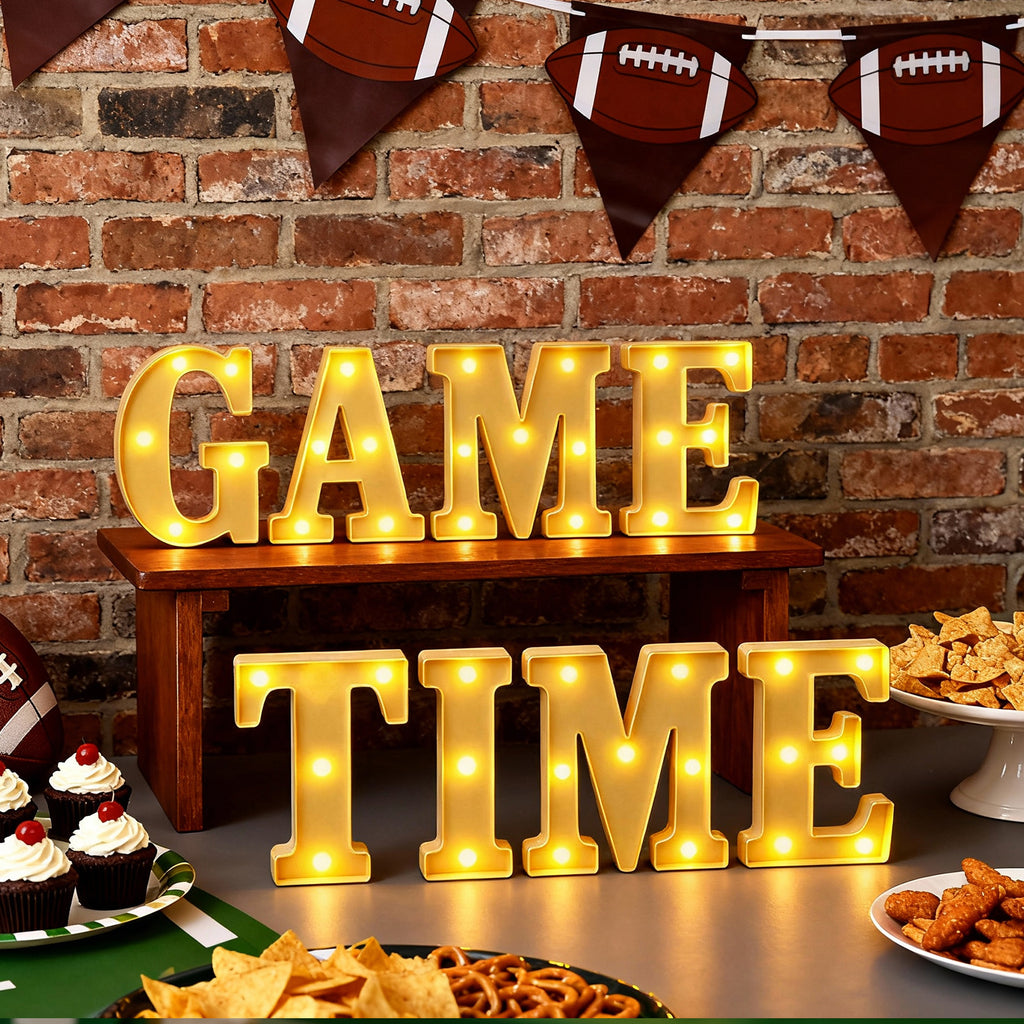 Game Time Football Party Decorations, Letter Sign LED Lights