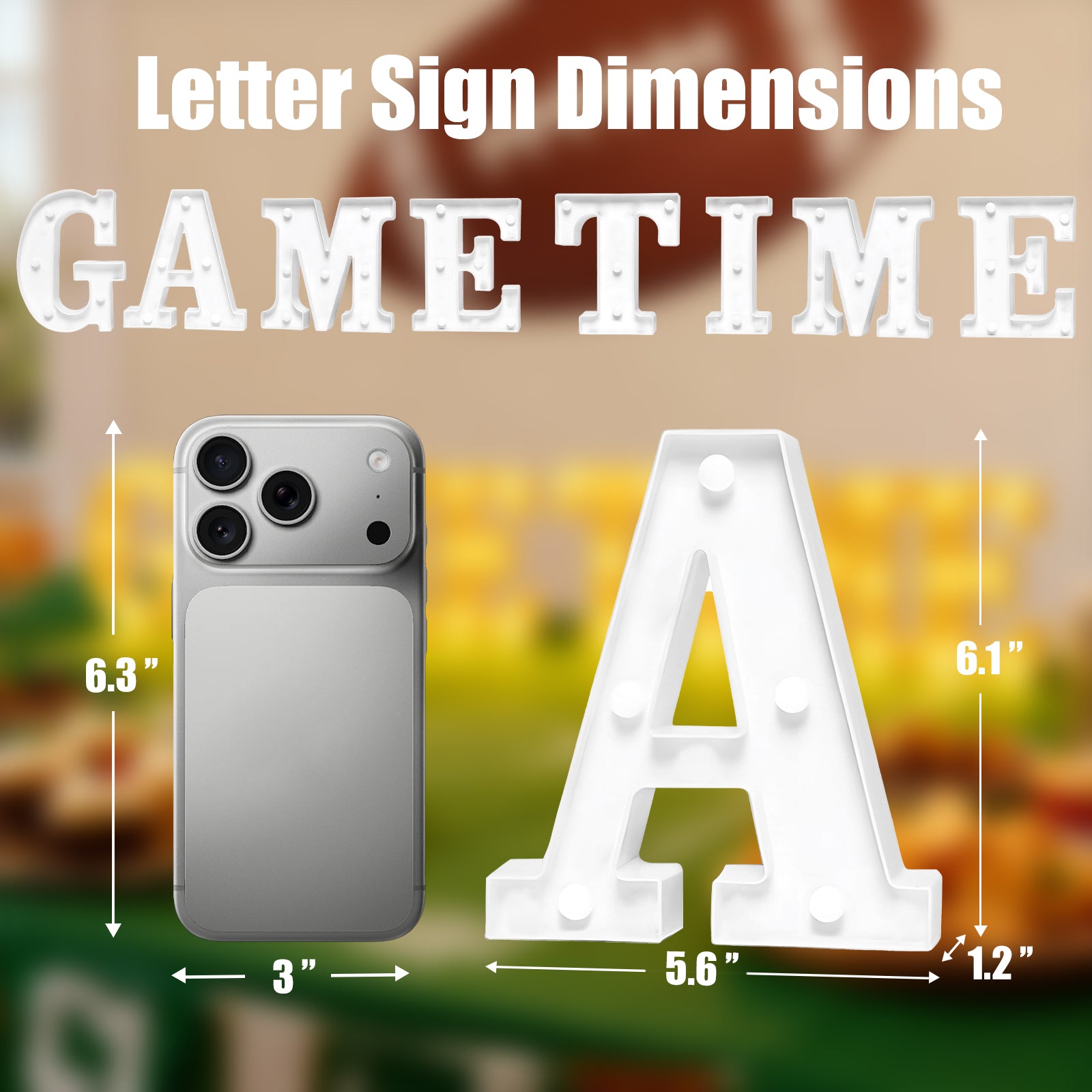 Game Time Football Party Decorations, Letter Sign LED Lights