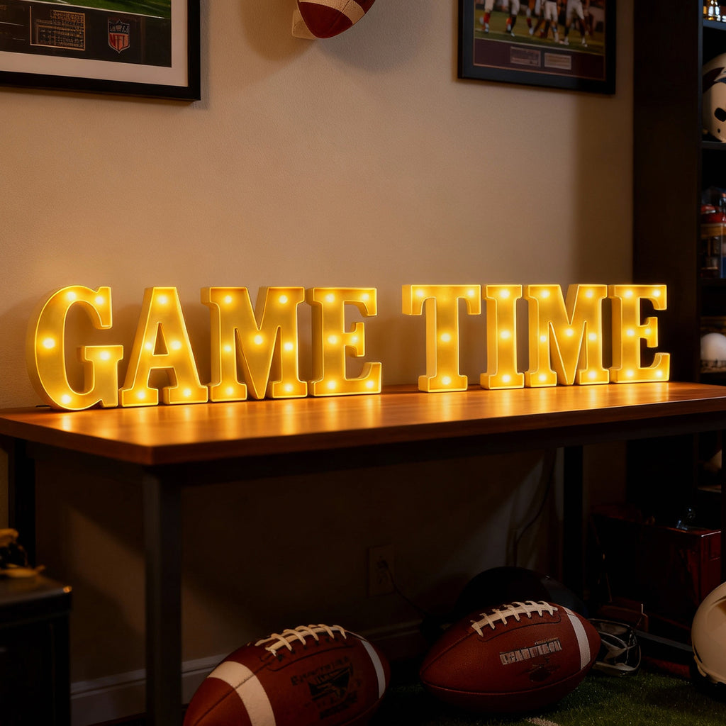 Game Time Football Party Decorations, Letter Sign LED Lights