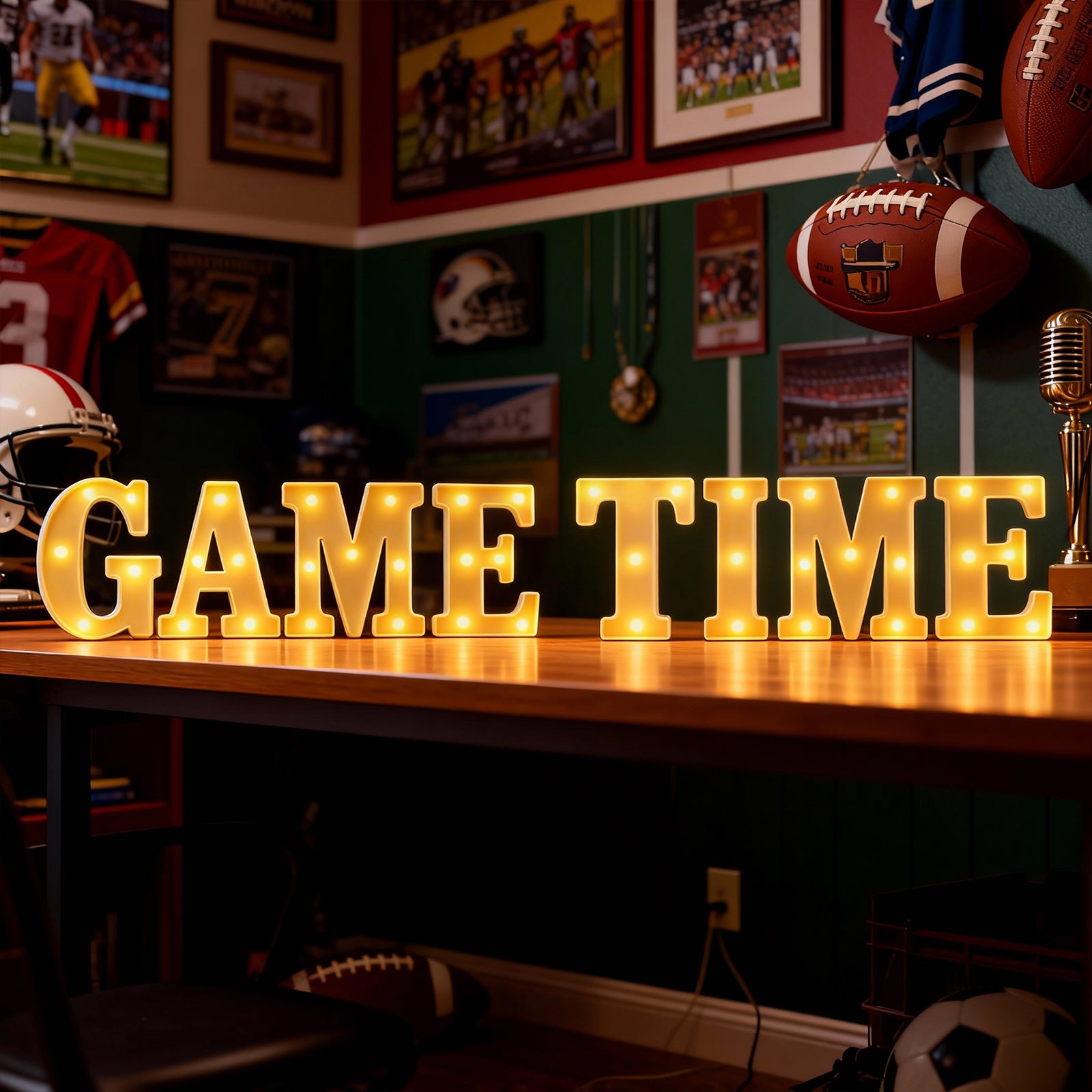 Game Time Football Party Decorations, Letter Sign LED Lights