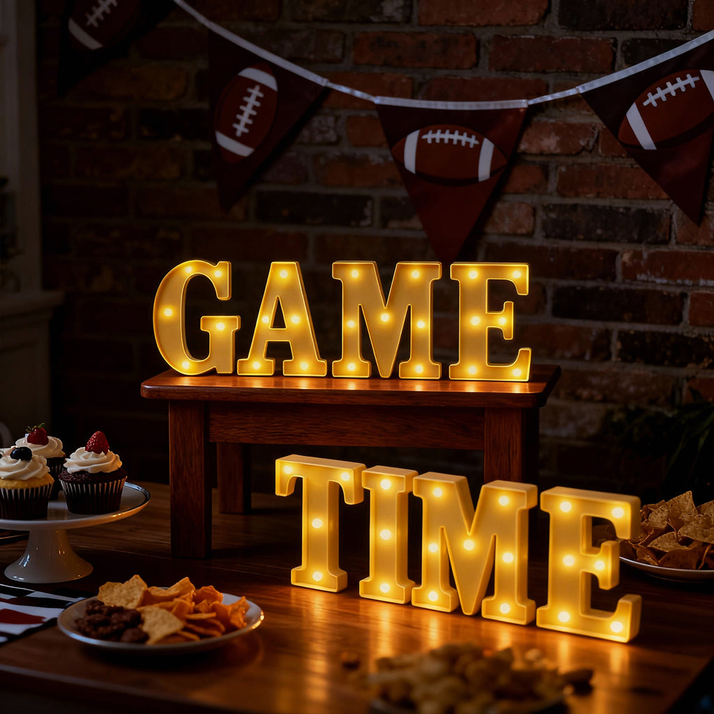 Game Time Football Party Decorations, Letter Sign LED Lights
