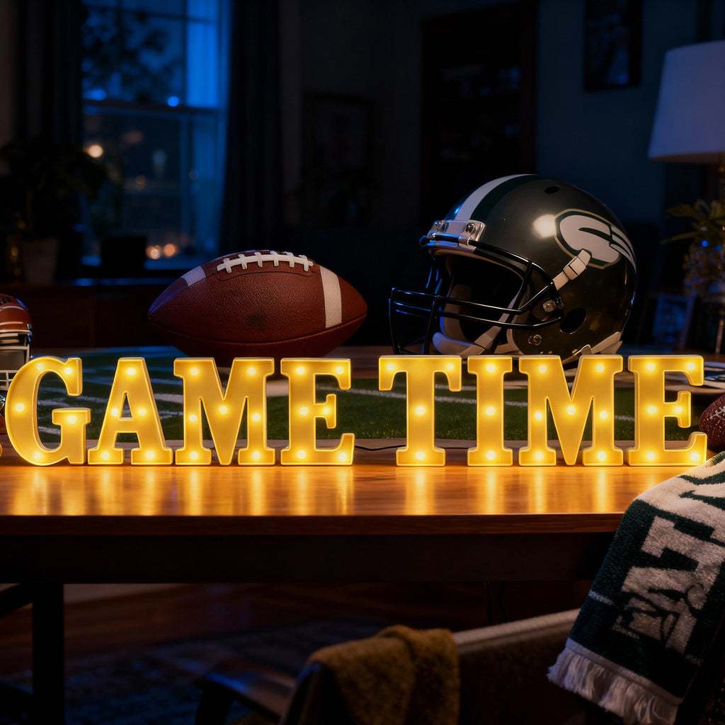 Game Time Football Party Decorations, Letter Sign LED Lights