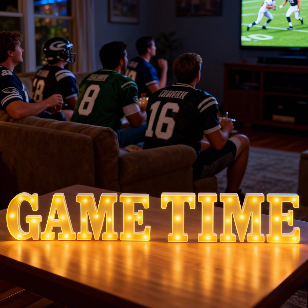 Game Time Football Party Decorations, Letter Sign LED Lights